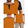 thumbnail image 7 of DARING DIVA Men's Henley Button Down Color Block Short Sleeve T-Shirt S Orange, 7 of 7