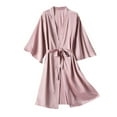 thumbnail image 2 of YWDJ Plus Size Pajamas for Women Satin Silk Pajamas Women Nightdress Robes Underwear Sleepwear Pink L, 2 of 5