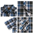 thumbnail image 3 of Coevals Club Men's Western Plaid Pearl Snap Buttons Two Pockets Casual Short Sleeve Shirts (Blue White Black #17 XXL), 3 of 4
