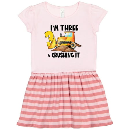 

Inktastic I m 3 and Crushing It Construction 3rd Birthday Gift Toddler Girl Dress
