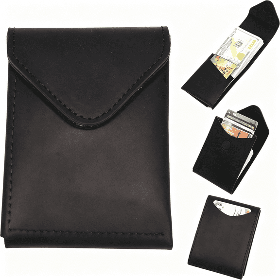 GASTROPOD Slim Cash Wallet for Men - Minimalist Card Holder - Flap Magnetic Closure - Full Grain Leather (Black)
