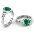 thumbnail image 2 of Emerald 8.25 Ratti / 7.90 Carat Panna Silver Adjustable Ring for Women's and Men's, 2 of 3