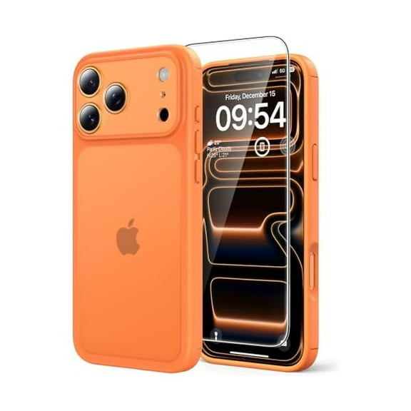 1997 for iPhone 17 Pro Case, Full Camera Protection with Screen Protector, Translucent Matte Military-Grade Protection Shockproof Slim Phone Case for iPhone 17 Pro, Matte Orange