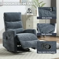 thumbnail image 3 of Leumius Manual Recliner Chair with Massage and Heat for Adult,360° Swivel Rocker Chair with Ergonomic High Backrest,Glider Recliner Nursery Chair with Side Pockets for Living Room,Blue Chenille, 3 of 6