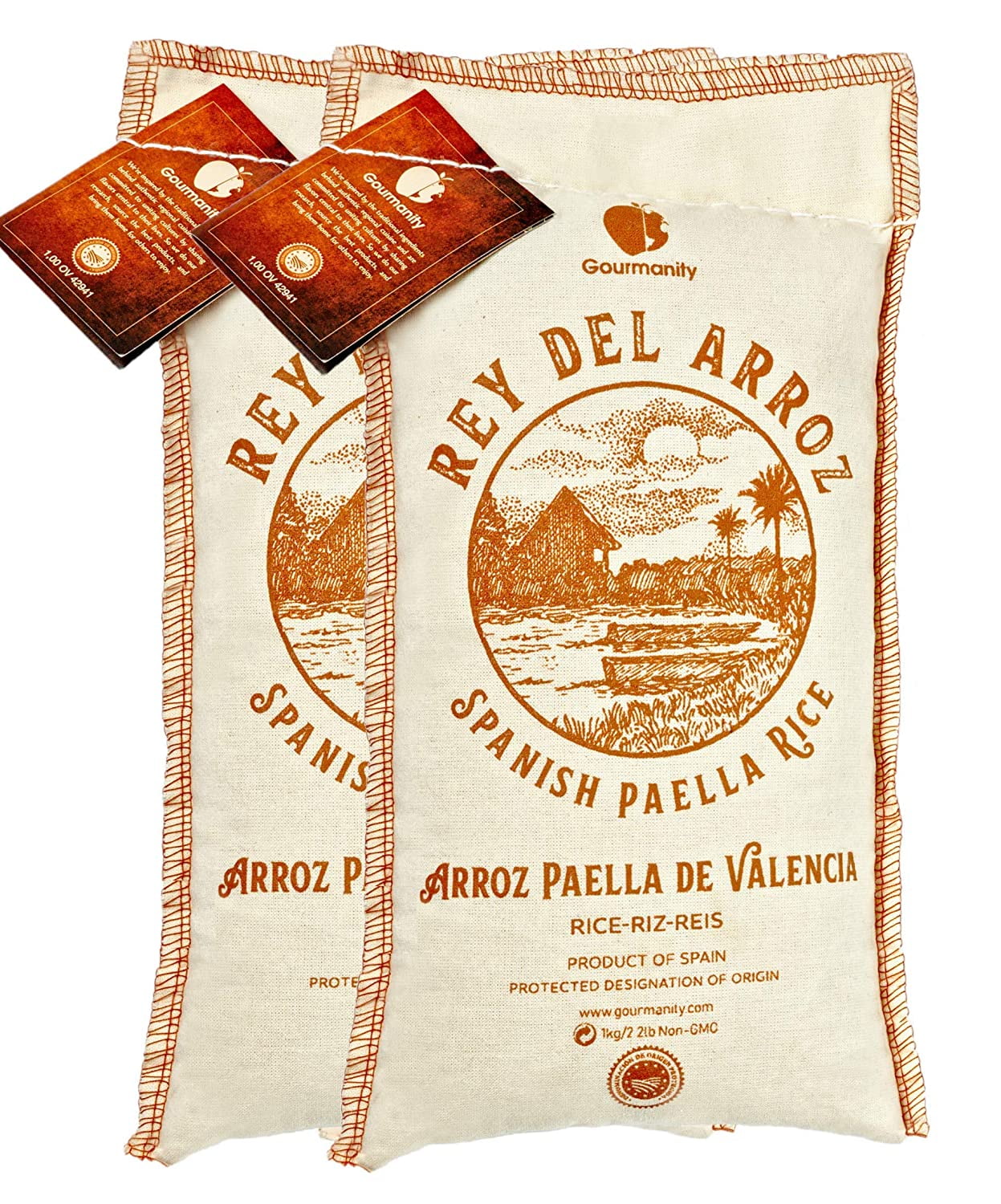 Paella Rice From Spain, 2.2 lb Sack Arroz Gourmanity, Pack of 2