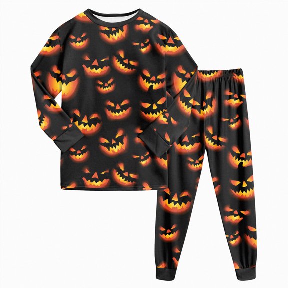 Enyan Halloween Pajamas Boy Pumpkin/Ghost Tops Long Sleeve Cute Sleepwear Loungewear Set 2Pcs Halloween Pjs for Boys(7-8 Years)
