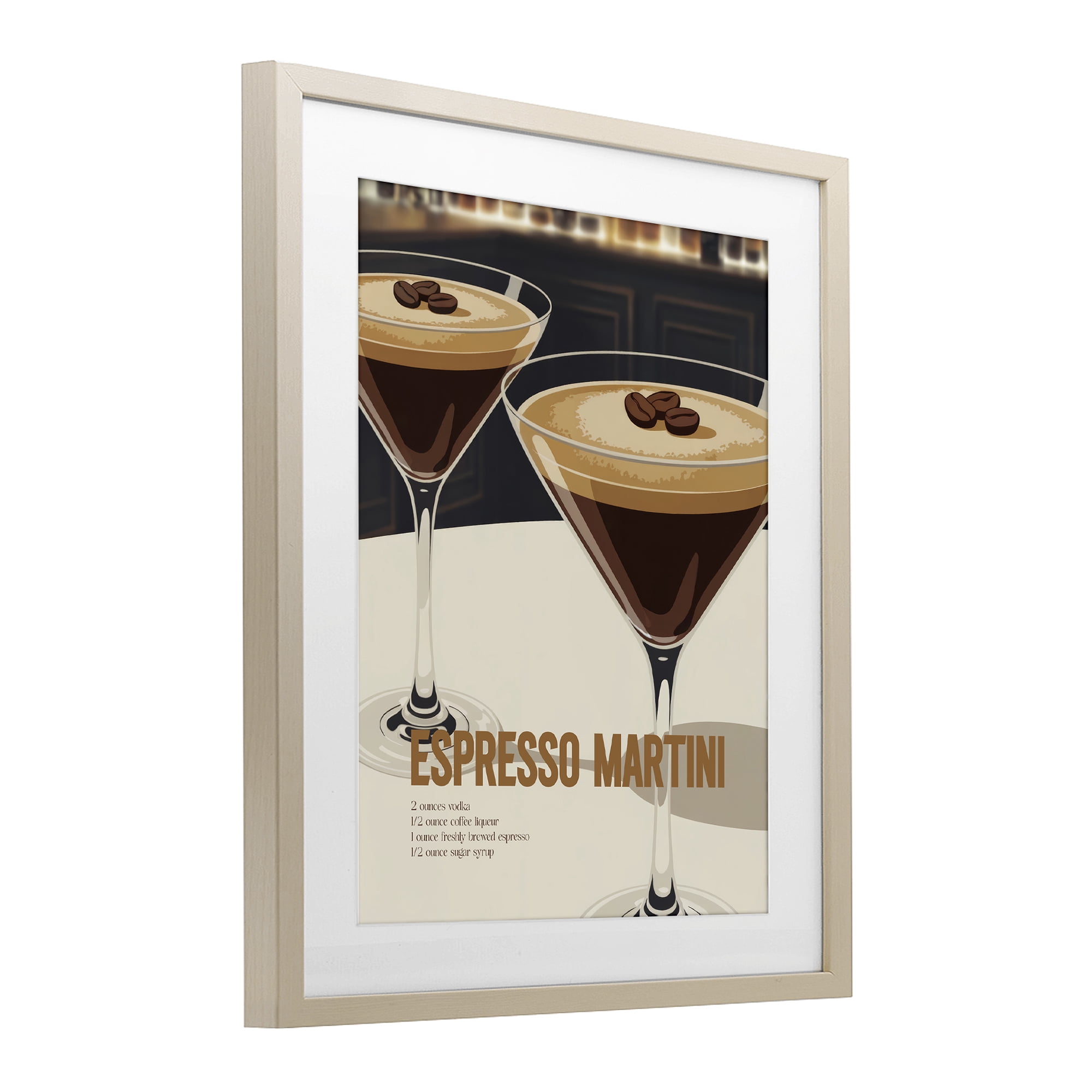 Stupell Industries Sleek Modern Espresso Martini Birch Framed Print Under Glass, design by Andreas Magnusson