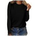 thumbnail image 1 of Womens Tops O-Neck Solid Color Long Sleeve Casual Loose Blouse T-shirt Tops, 1 of 9