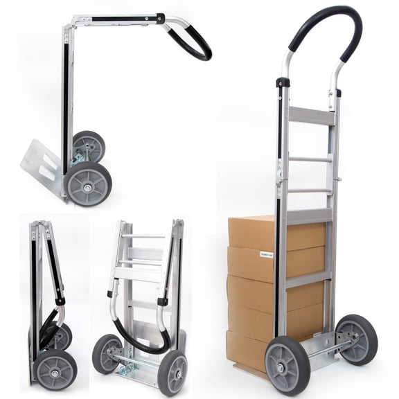 Olympia Tools 500LB Aluminum Appliance Folding Hand Truck - Foldable Heavy Duty Moving Furniture Dolly Cart