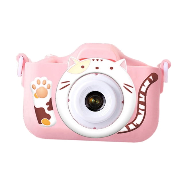 Cámara digital infantil, diseño compacto, juguete para niños y niñas, cámara de autorretratos para fiestas y eventos especiales gatito rosa