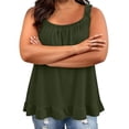 thumbnail image 5 of FAIWAD Plus Size Clothes for Women Summer Casual Scoop Neck Pleated Front Cami Shirts Sleeveless Ruffle Camisole, 5 of 9