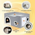 thumbnail image 3 of Indoor Heated Cat House, Adjustable Temperature Cat Heating Bed with Timer and Chew Resistant Cord, Large Cat House with Heating Pad for Small Medium and Large Cats, 3 of 8