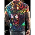thumbnail image 2 of Camiseta con estampado gráfico de tigre colorido para hombre de talla grande para verano, camisetas casuales de manga corta a la moda para hombres grandes y altos, 2 of 4