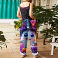 thumbnail image 4 of Women's Halloween Jumpsuits 2026 Spaghetti Strap Linen Rompers Wide Leg Print Overalls with Pockets, 4 of 5
