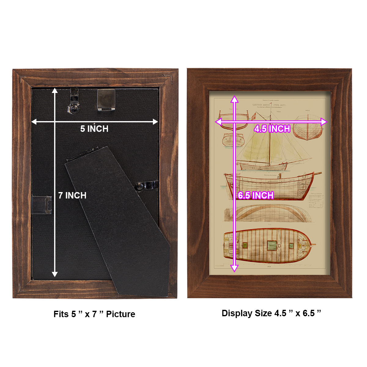Antique Ship Plan III -Framed Print w/glass-Chestnut