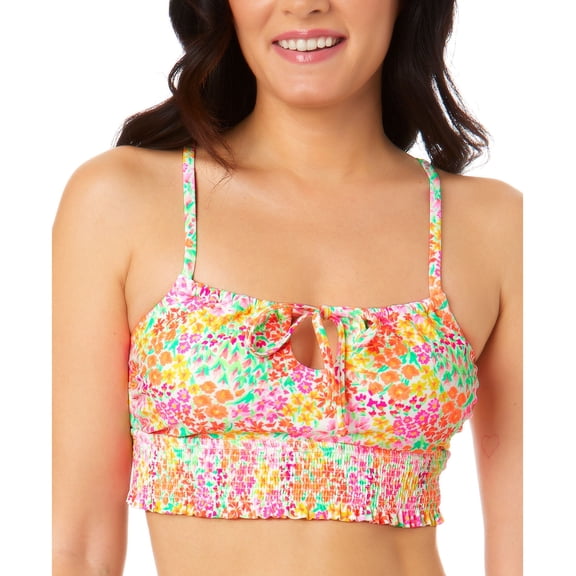 Juniors' Sun Garden Smocked Cami Bikini Top Multi L