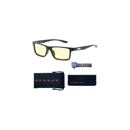 GUNNAR - VERTEX Rectangle Glasses with Ultraviolet (UV) Light Protection, Amber Lenses with Blue-light Filtering - Onyx