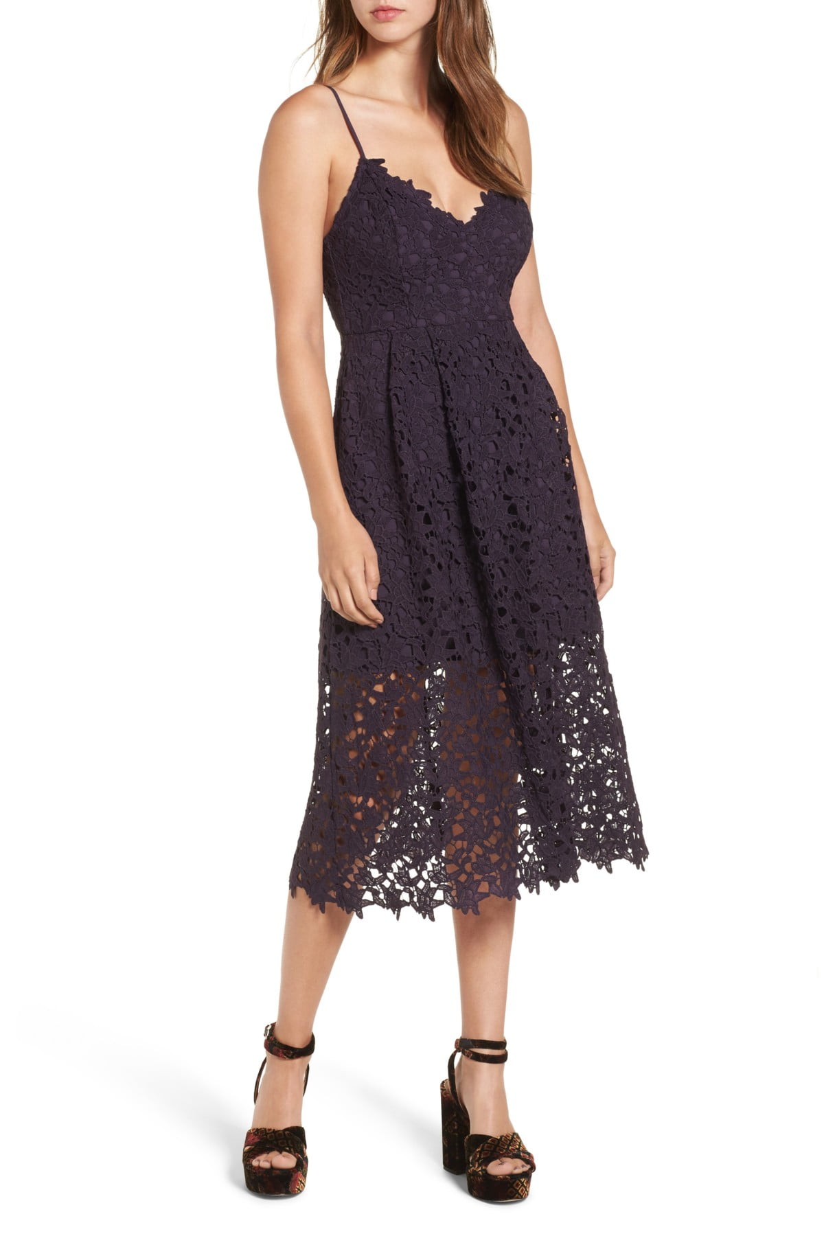 astr lace v neck dress