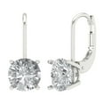 thumbnail image 2 of 3 Ct Round Cut Drop Dangle White Sapphire 14K White Solid Solid Gold Everyday Dainty Earrings Lever Back, 2 of 7