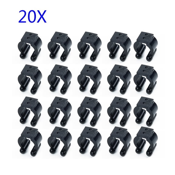 20 Pack Fishing Rod Clips, Portable Plastic Pole Holder Clamps with 17mm Inner Diameter, Sturdy Storage Rack Accessories for Club Poles and Fishing Gear
