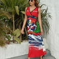 thumbnail image 6 of Dominican Republic Womens Night Club Maxi Dress V Neck Sleeveless Bohemia Long Dresses, 6 of 9