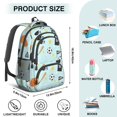 thumbnail image 5 of Football and Basketball Blue Pattern Backpack for School, Cute School Bag with Adjustable Shoulder Straps and Padded Back, 16.9"x12.6"x5.9", 5 of 5