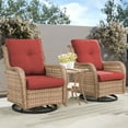 thumbnail image 6 of POCASSY 3 Piece Patio Set Outdoor Wicker Glider Rocking and Swivel Chairs with Cushions, 6 of 12