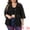 Black, variant on DARING DIVA Women's Plus V Neck 3/4 Sleeve Crochet Button Front Cover Up 1X Black