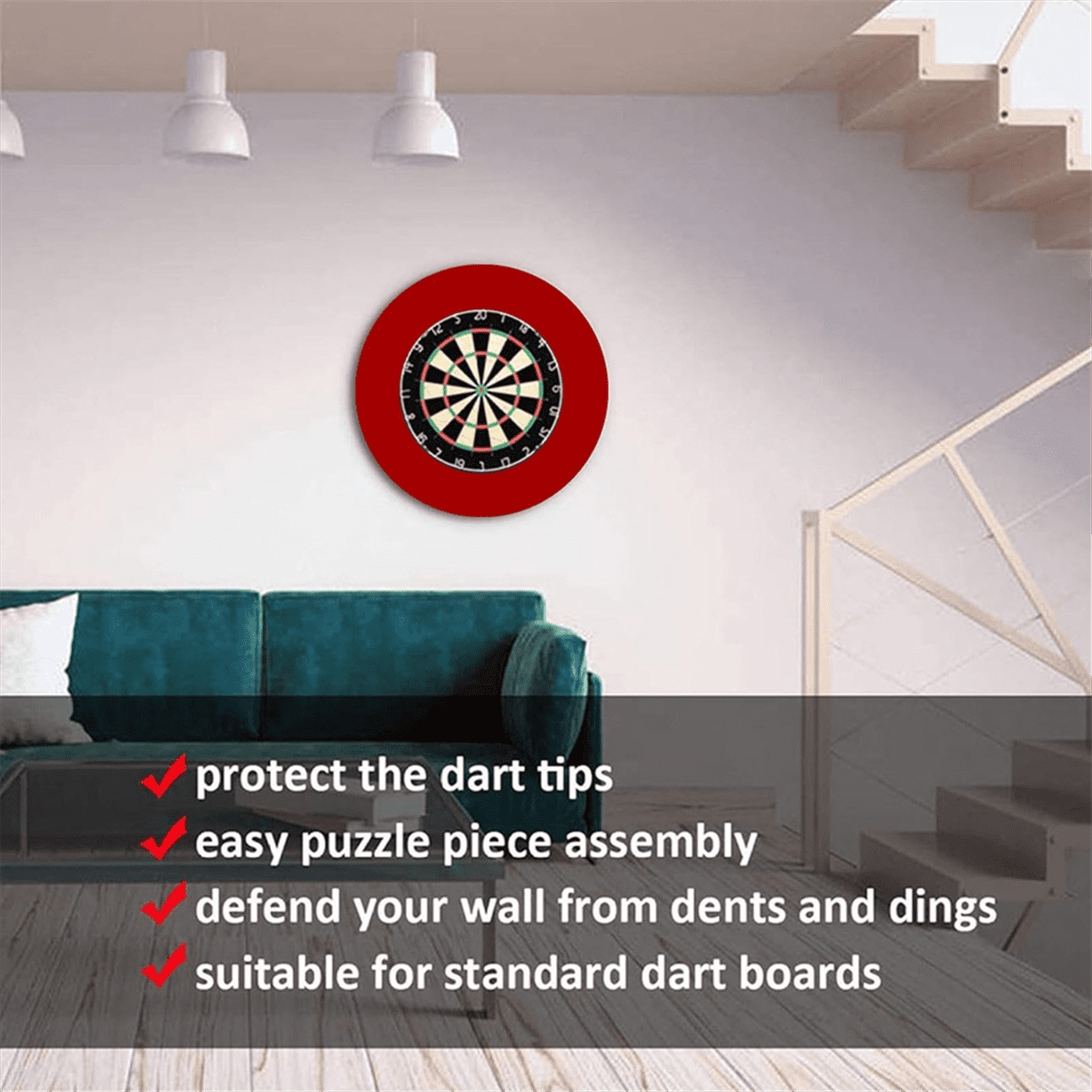 Dartboard Surround Wall Protector Eva Splicing Dartboard Backboard Surround,Wall Protection for 18-Inch Dartboard A
