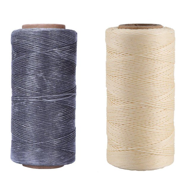 260m 150d 1mm Hilo de cera de cuero Cuerda de aguja de mano Color crema, 11 Feliz Sencillez