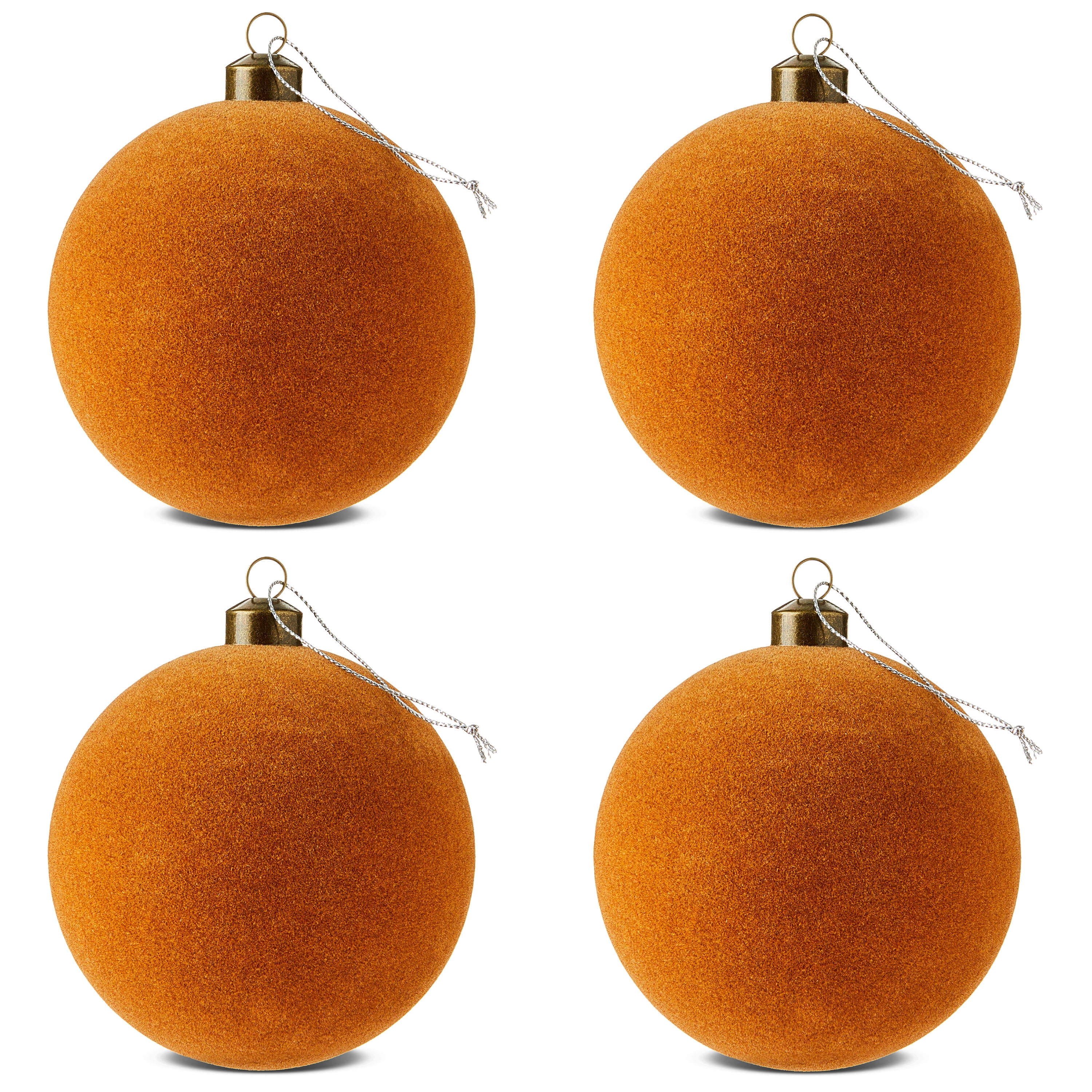 4 Count Brown Velvet-Feel Ball Christmas Ornaments, 4.5", by Holiday Time