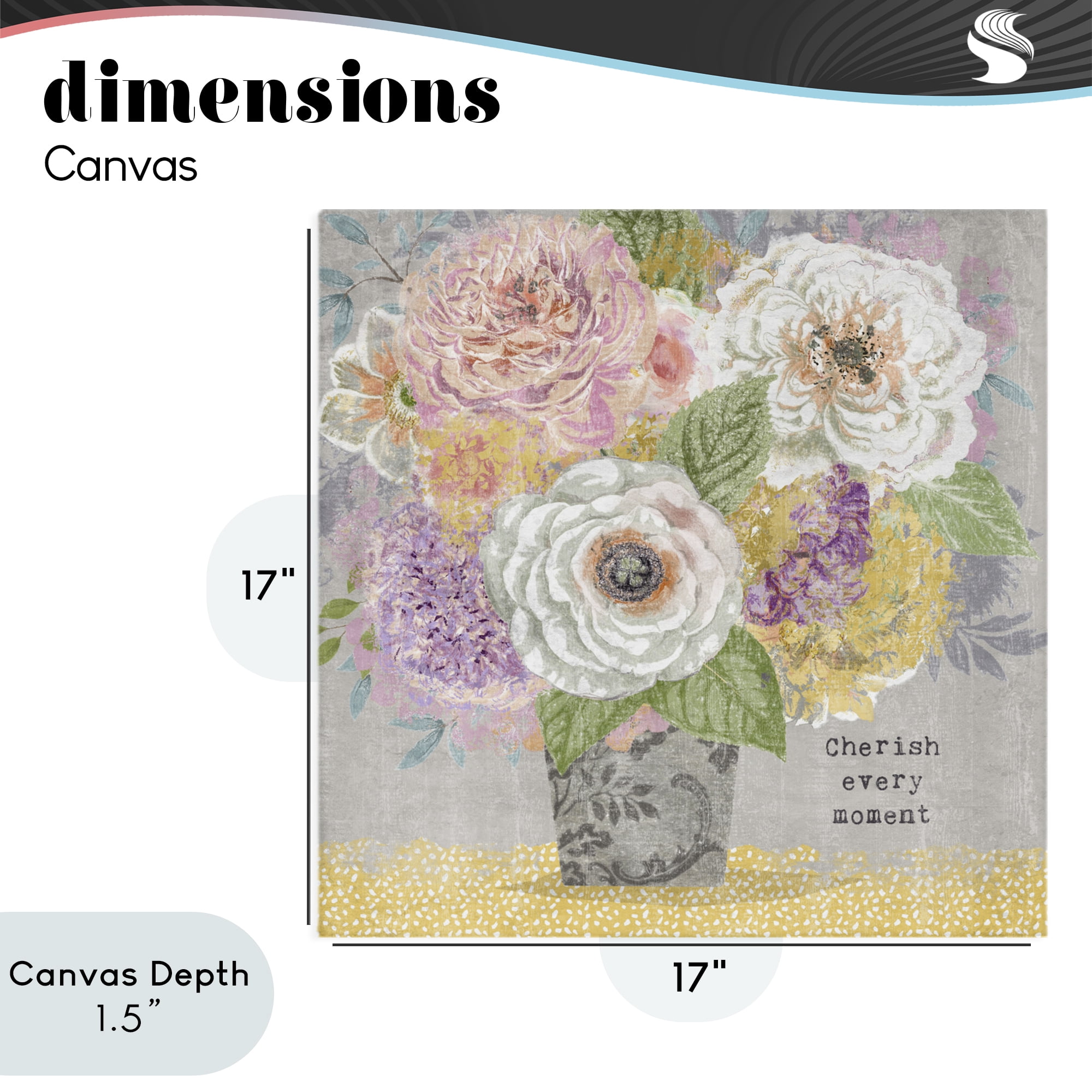Stupell Industries Cherish Every Moment Inspiration Canvas Wall Art, design by Suzanne Nicoll