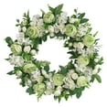 thumbnail image 2 of Corona de flores de peonía artificial, corona floral para decoración de interiores, adorno blanco Blanco Verde1, 2 of 9