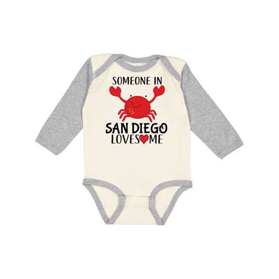 Inktastic Someone in San Diego Loves Me Gift Boys or Girls Long Sleeve Baby Bodysuit
