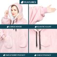 thumbnail image 4 of PAVILIA Blanket Hoodie for Women Pink, Sherpa Wearable Blanket Men, Cozy Oversized Sweatshirt Blanket, Warm Fleece Hooded Blanket Sweater with Sleeves and Two Big Pocket, Pink, 4 of 9