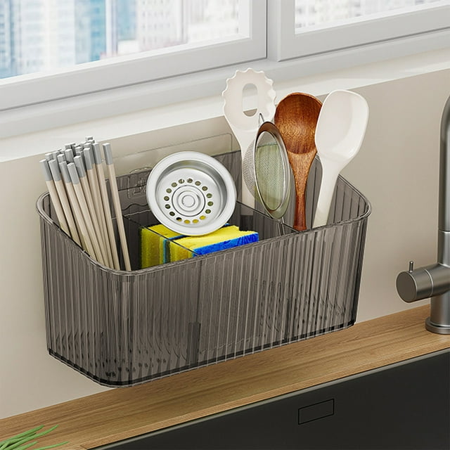 Storage Organizer Wall Mounted Shower Rack Bathroom Shelf Transparent Plastic Toothbrush Adhesive Hanging Box Suitable For Bathroom Kitchen Cabinet Shower Room
