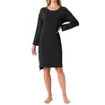 thumbnail image 2 of INSPIRE CHIC Womens Nightgown Long Sleeve Slit High Low Hem Rayon Built in Bra with Pockets Sleepdress Nightwear Pregnancy XL Black, 2 of 5