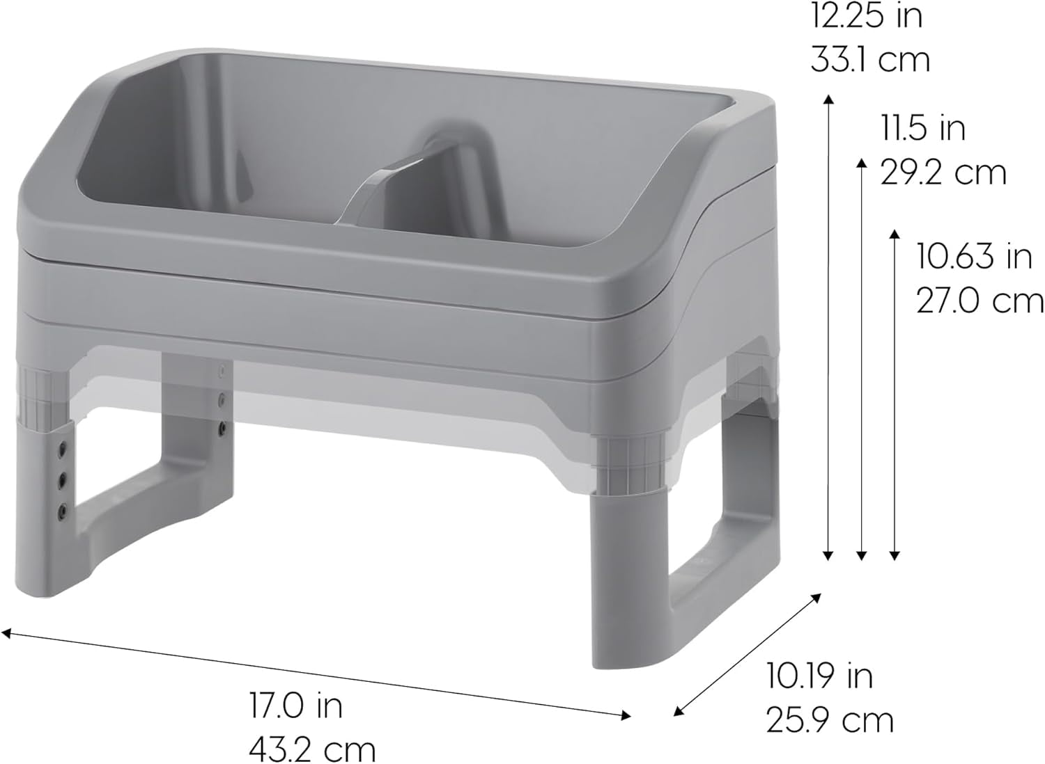 IRIS Adjustable Elevated Dog Bowls Removable Feeding Station, Gray