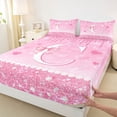 thumbnail image 4 of Castle Fairy Pink Glitter Letter C Full Size Sheets 4-Piece for Girls,Princess Pearl Bow Bed Sheets, 4 of 6