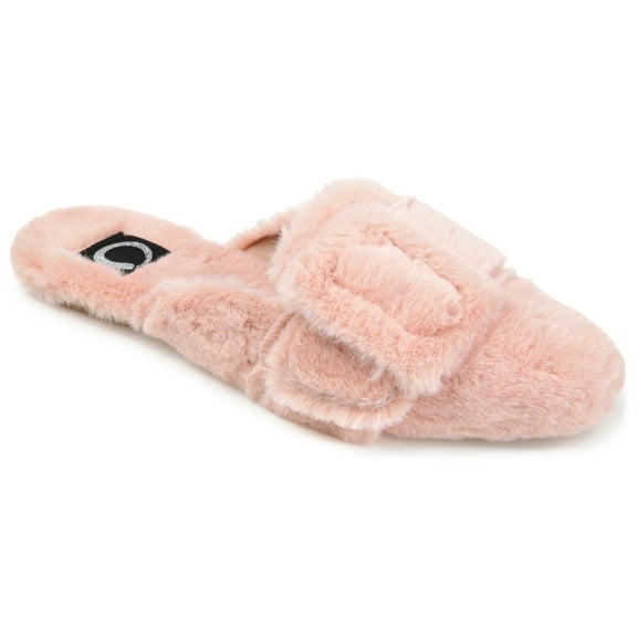 Journee Womens Eara Square Toe Faux Fur Slippers