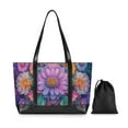 thumbnail image 7 of FORMRS Canvas Laptop Tote Bag for Women with 15.6" Computer Compartments Shoulder Handbag, Light Purple Flowers, 7 of 7
