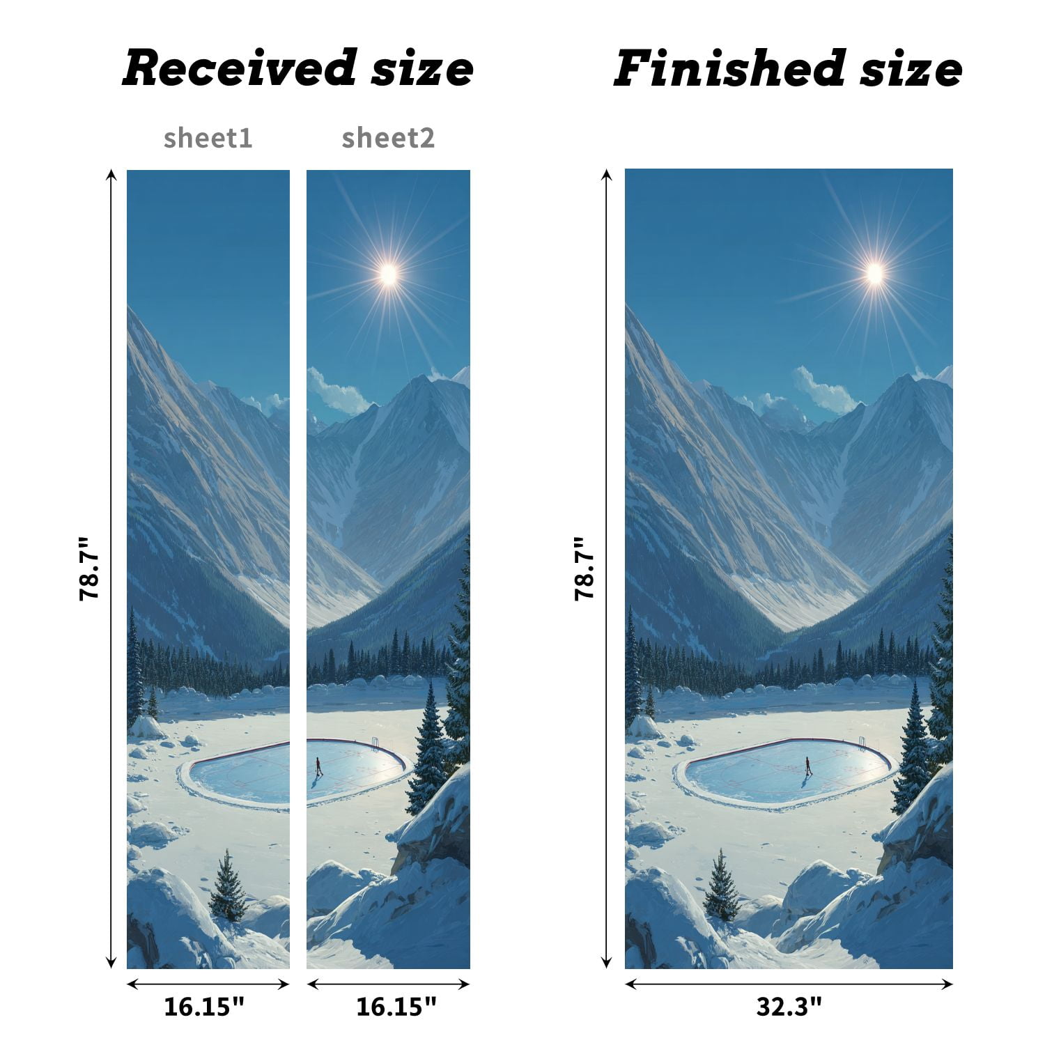 Self Adhesive Vinyl Refrigerator Wrap Set Hockey Mountains Door Mural Removable Fridge Sticker Peel and Stick&nbsp;Full Door Cover Decal Kitchen Bar Decor