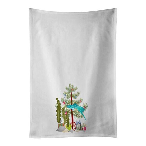 Carolines Treasures CK4537WTKT 28 x 19 in. Unisex Sword Tail Guppy Merry Christmas White Dish Towels Kitchen Towel - Set of 2