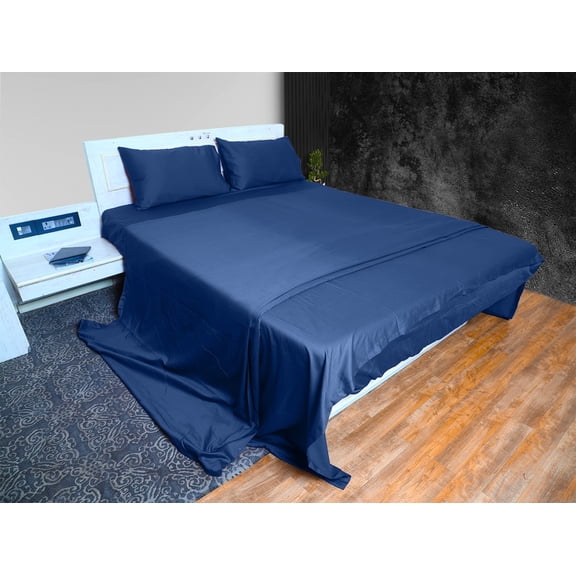 Cloud Fino 100% Cotton Sheet Set- 4 Piece Sheet Set- 600 Thread count- Flat Sheet, Fitted Sheet ups to 15" Deep pocket and 2 pillowcases- Super Soft Hotel Luxury Sheets Set(Royal Blue,Full)