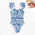 thumbnail image 5 of Savings up to 30% off Women's Vintage Printed Swimwear Conservative Swimwear Women's Printed Beach Skirt Bikini Blue, M, 5 of 7
