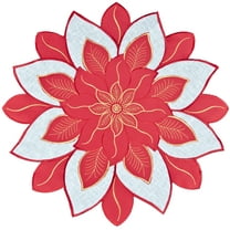 Red and Gold Star Poinsettia Doily/ Table Topper (23" RD)
