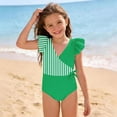thumbnail image 6 of Busydd Girls One Piece Swimsuits with Built in Bra 7-16 Years Trendy Ruffle V Neck Girls' Swimwear Summer Beach Striped Bathing Suit 15-16 Years, 6 of 8
