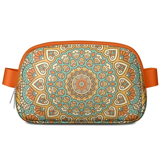Geometric Mandala Belt Bag - Folk Style Pattern Adjustable Fanny Pack for Sports Enthusiasts
