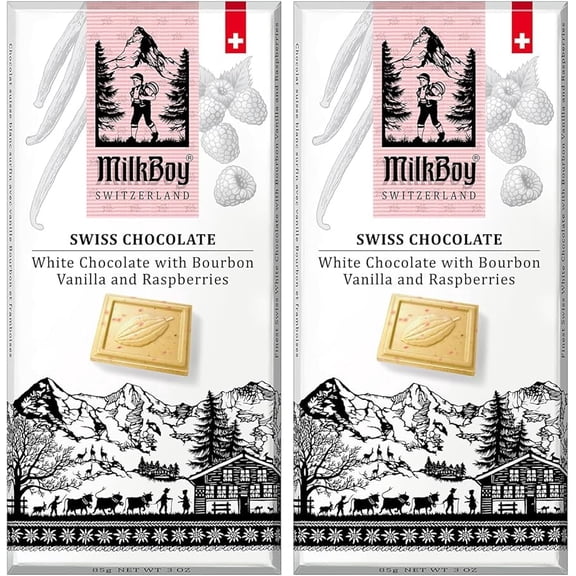 Milkboy White Chocolate with vanilla & raspberries- 3oz