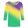 thumbnail image 4 of Gamivast Womens Mardi Gras Sweatshirts Striped 3/4 Sleeve Funny Graphic Pullover Fitted Crewneck Tunic Casual Tops Holiday Carnival Party Outfits 2026, 4 of 6